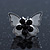 Teen Rhodium Plated Black Crystal 'Butterfly' Stud Earrings - 15mm Width - view 3