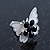 Teen Rhodium Plated Black Crystal 'Butterfly' Stud Earrings - 15mm Width - view 4