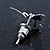 Teen Rhodium Plated Black Crystal 'Butterfly' Stud Earrings - 15mm Width - view 5