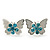 Teen Rhodium Plated Azure Crystal 'Butterfly' Stud Earrings - 15mm Width - view 3