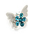 Teen Rhodium Plated Azure Crystal 'Butterfly' Stud Earrings - 15mm Width - view 6