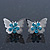 Teen Rhodium Plated Azure Crystal 'Butterfly' Stud Earrings - 15mm Width