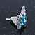 Teen Rhodium Plated Azure Crystal 'Butterfly' Stud Earrings - 15mm Width - view 4