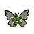 Teen Rhodium Plated Light Green Crystal 'Butterfly' Stud Earrings - 15mm Width - view 4