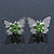 Teen Rhodium Plated Light Green Crystal 'Butterfly' Stud Earrings - 15mm Width - view 2