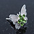 Teen Rhodium Plated Light Green Crystal 'Butterfly' Stud Earrings - 15mm Width - view 7