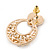 Pink Heart & Flower Diamante Hoop Earring In Gold Plating - 30mm Length - view 4