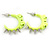 Teen Skulls and Spikes Small Hoop Earrings in Neon Yellow (Silver Tone) - 30mm Width - view 3