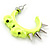 Teen Skulls and Spikes Small Hoop Earrings in Neon Yellow (Silver Tone) - 30mm Width - view 2