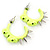 Teen Skulls and Spikes Small Hoop Earrings in Neon Yellow (Silver Tone) - 30mm Width - view 5