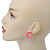 Teen Skulls and Spikes Small Hoop Earrings in Bright Pink (Silver Tone) - 30mm Width - view 3