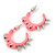 Teen Skulls and Spikes Small Hoop Earrings in Bright Pink (Silver Tone) - 30mm Width