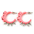 Teen Skulls and Spikes Small Hoop Earrings in Bright Pink (Silver Tone) - 30mm Width - view 4