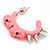 Teen Skulls and Spikes Small Hoop Earrings in Bright Pink (Silver Tone) - 30mm Width - view 6