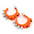 Teen Skulls and Spikes Small Hoop Earrings in Neon Orange (Silver Tone) - 30mm Width
