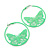 Neon Green Filigree Butterfly Metal Hoop Earrings - 6cm Diameter