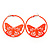 Neon Orange Filigree Butterfly Metal Hoop Earrings - 6cm Diameter - view 4