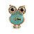 Funky Light Blue Crystal 'Owl' Stud Earrings In Gold Plating - 18mm Length - view 2