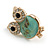 Funky Light Blue Crystal 'Owl' Stud Earrings In Gold Plating - 18mm Length - view 4