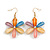 Multicoloured Acrylic 'Daisy' Drop Earrings In Gold Plating - 50mm Length - view 2