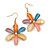 Multicoloured Acrylic 'Daisy' Drop Earrings In Gold Plating - 50mm Length