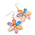 Multicoloured Acrylic 'Daisy' Drop Earrings In Gold Plating - 50mm Length - view 6