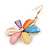Multicoloured Acrylic 'Daisy' Drop Earrings In Gold Plating - 50mm Length - view 7