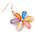 Multicoloured Acrylic 'Daisy' Drop Earrings In Gold Plating - 50mm Length - view 9