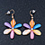 Multicoloured Acrylic 'Daisy' Drop Earrings In Gold Plating - 50mm Length - view 3