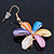 Multicoloured Acrylic 'Daisy' Drop Earrings In Gold Plating - 50mm Length - view 5