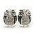 Clear Crystal Black Enamel 'Owl' Stud Earrings In Silver Plating - 18mm Length - view 4