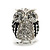 Clear Crystal Black Enamel 'Owl' Stud Earrings In Silver Plating - 18mm Length - view 6