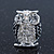 Clear Crystal Black Enamel 'Owl' Stud Earrings In Silver Plating - 18mm Length - view 2