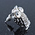 Clear Crystal Black Enamel 'Owl' Stud Earrings In Silver Plating - 18mm Length - view 3