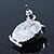 Clear Crystal Black Enamel 'Owl' Stud Earrings In Silver Plating - 18mm Length - view 5