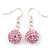 Light Pink Crystal 'Ball' Drop Earrings In Silver Plating - 35mm Length