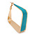 Contemporary Square Teal Enamel Hoop Earrings In Gold Plating - 40mm Width - view 4