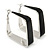 Contemporary Square Black Enamel Hoop Earrings In Rhodium Plating - 50mm Width