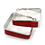 Contemporary Square Red Enamel Hoop Earrings In Rhodium Plating - 50mm Width - view 2
