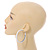 Large White Enamel Hoop Earrings In Silver Tone - 60mm Diameter - view 3