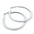 Large White Enamel Hoop Earrings In Silver Tone - 60mm Diameter - view 10
