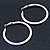 Large White Enamel Hoop Earrings In Silver Tone - 60mm Diameter - view 9
