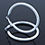 Large White Enamel Hoop Earrings In Silver Tone - 60mm Diameter - view 5