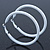 Large White Enamel Hoop Earrings In Silver Tone - 60mm Diameter - view 2