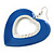 Large Blue Enamel 'Heart' Hoop Earrings In Rhodium Plating - 70mm Drop - view 3