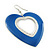 Large Blue Enamel 'Heart' Hoop Earrings In Rhodium Plating - 70mm Drop - view 4