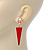 Red Enamel Triangular Skull Drop Earrings In Gold Plating - 65mm Length - view 2