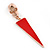 Red Enamel Triangular Skull Drop Earrings In Gold Plating - 65mm Length - view 4