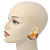 Yellow, Orange Enamel 'Half Moon' Egyptian Style Stud Earrings In Gold Plating - 45mm Width - view 3