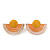 Yellow, Orange Enamel 'Half Moon' Egyptian Style Stud Earrings In Gold Plating - 45mm Width - view 2